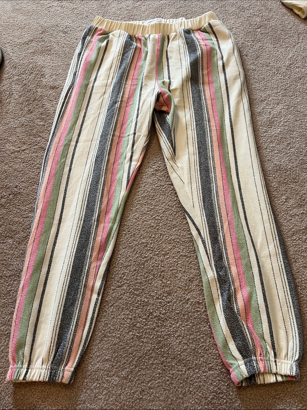 O'Neill Cream Lounge Suit with Pink, Green, Peach & Black Stripes, NWOT (L&XL) - Picture 3 of 15
